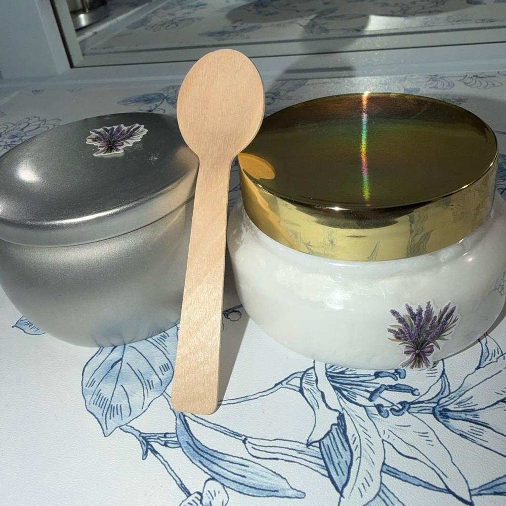 Lavender Scented sugar, scrub - White Jar with Gold Lid